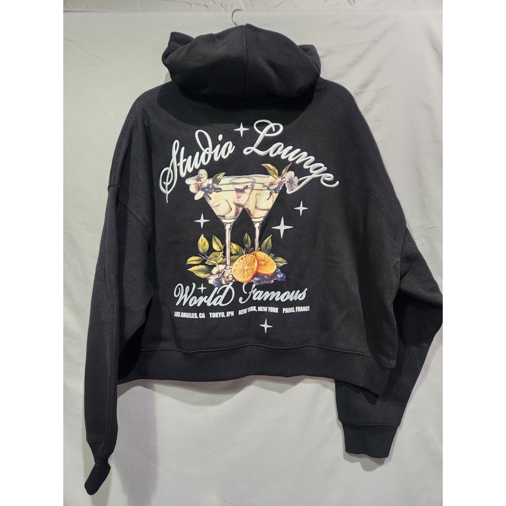 NWT PACSUN Studio Lounge Embroidered‎ Cocktail Oversized Hoodie Cropped Small